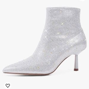 Modatope Rhinestone Boots for Women Pointed Toe Ankle Boots
Silver Sparkly Boots